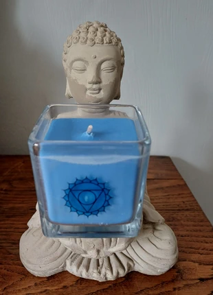Bougie Chakras parfumée bleue - 5ème chakra - Cire de colza, brand: Bougies Chakras, condition: New without tags, €5.50, €6.48 includes Buyer Protection