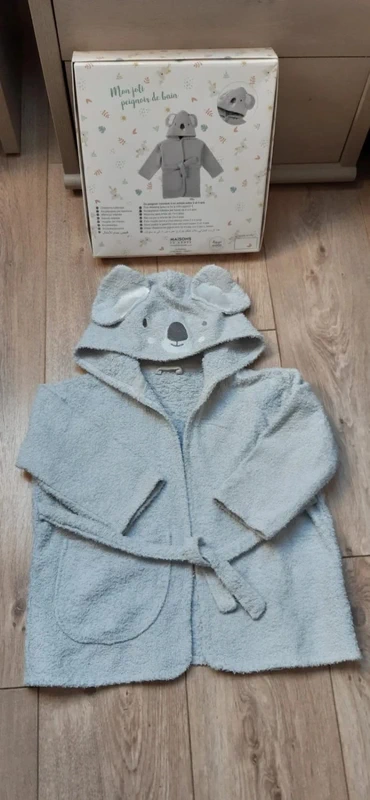 Peignoir de bain en éponge gris "koala" Maisons du Monde 2/4 ans en très bon état - photo numéro 2