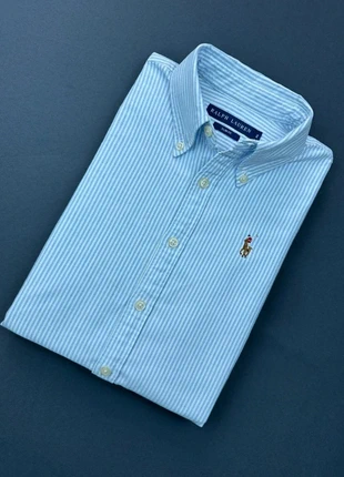 Chemise Femme - Slim Fit - Rayures Blanches et Bleues - Logo brodé Marron Ralph Lauren - Taille XS, marca: Ralph Lauren, estado: Muy bueno, tamaño: XS / 34 / 6, 59,00 €, 62,65 € Protección al comprador Pro incluida