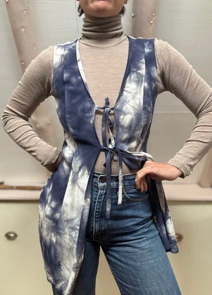 Vintage Indigo Tie-Dye Vest – Boho Festival Shibori Style, marque: Toi Du Monde, état: Bon état, taille: S / 36 / 8, 22,00 €, 23,80 € Protection acheteurs incluse