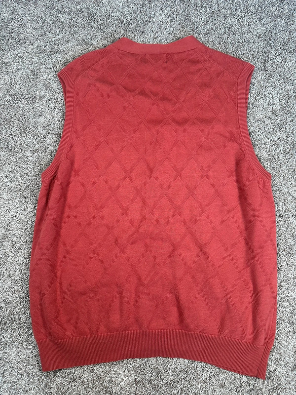 vintage pendleton men’s XL knit sweater vest button up front orange cotton 4
