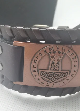 Bracelet viking reglable runes et mjolnir marteau de thor bijoux nordique, condizioni: Ottime, €10.00, €11.20 include la Protezione acquisti Pro