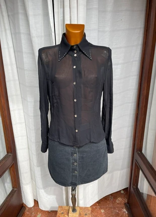 Camicia nera velata M, merk: Roxanne, staat: Heel goed, maat: M / 38 / 10, € 4,50, € 5,43 inclusief Kopersbescherming