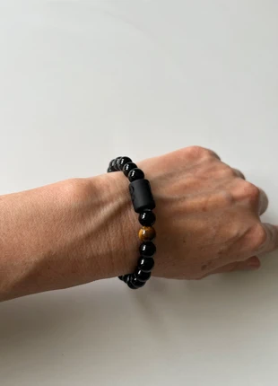 Bracelet en Pierre Noire, Hommes & Femmes|Bohème|Accessoire printemps, état: Neuf sans étiquette, 5,00 €, 5,95 € Protection acheteurs incluse