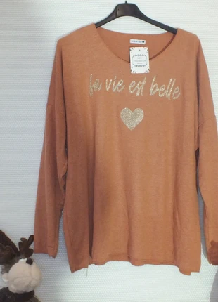 Pull fin doux La vie est belle Taille unique du 44 au 52, marque: Unique, état: Très bon état, taille: 6XL / 52 / 24, 22,90 €, 24,75 € Protection acheteurs (Pro) incluse