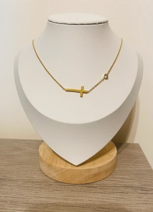 Collier fin doré ajustable croix zirconium acier inoxydable, brand: Tendance, condizioni: Ottime, €10.00, €11.20 include la Protezione acquisti Pro