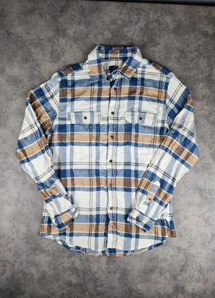 Chemise à carreaux en flanelle Georges - Crème et Marine et  - Taille M, marca: Georges, estado: Bom, tamanho: M, €7.00, €8.05 inclui Proteção do Comprador
