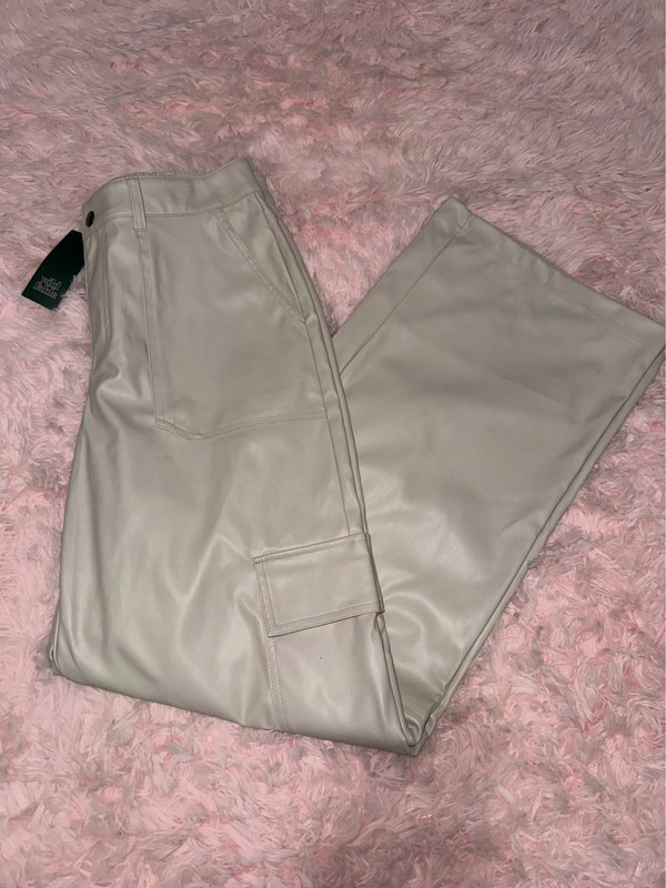 Wild Fable Beige Faux Leather Cargo Pants 3