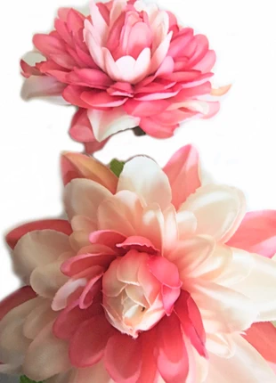 Dahlia 2 Tons Fleur Barrette Broche Rose Blanc Pin Up Mariage Noce Boutonnière Rockabilly, merk: PIN-UP, staat: Nieuw zonder prijskaartje, € 10,00, € 11,20 inclusief Kopersbescherming
