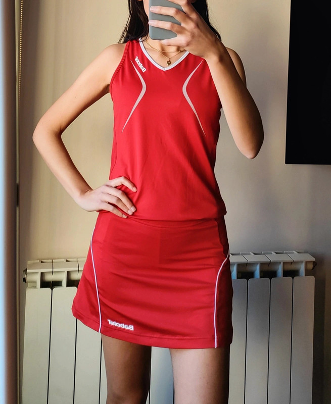 Conjunto de tenis camiseta y falda rojos Babolat Ensemble de