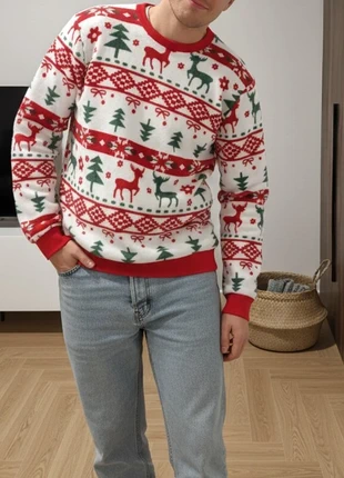 Pull de Noël rouge et blanc à motifs rennes et sapins – Taille M, marque: HollyWinter, état: Très bon état, taille: M / 38 / 10, 29,90 €, 32,10 € Protection acheteurs (Pro) incluse