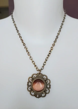 Collier style baroque romantique couleur bronze et pendentif verre vintage '90, brand: Vintage, condition: Very good, €8.00, €9.10 includes Buyer Protection