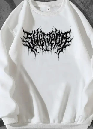 Sweat blanc unisexe logo noir streetwear gothique Y2K oversize neuf, brand: y2k, condition: New without tags, size: M, €34.90, €37.35 includes Buyer Protection