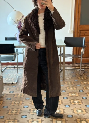 Dark brown suede long coat -  trendy item!, marca: Penny Lane, estado: Muito bom, tamanho: S / 36 / 8, €70.00, €74.20 inclui Proteção do Comprador