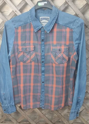 Chemise CREEKS denim & carreaux manches longues 42-44, marke: Creeks, zustand: Sehr gut, größe: XL / 42 / 14, 4,00 €, 4,90 € inklusive Vinted-Käuferschutz