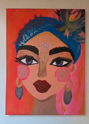 Pintura en acrilico. Retrato de mujer con turbante, marca: Original, estado: Nuevo con etiquetas, 60,00 €, 63,00 € Protección al comprador incluida