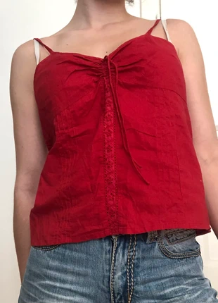 Red flowy romantic beachy cotton structured lace top sleeveless vneck, marke: Vero Moda, zustand: Gut, größe: L / 40 / 12, 15,00 €, 15,95 € inklusive Vinted-Käuferschutz