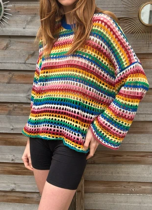 Pull vintage hippie 70 en maille, marque: Vintage Dressing, état: Très bon état, taille: L, 12,00 €, 13,30 € Protection acheteurs incluse