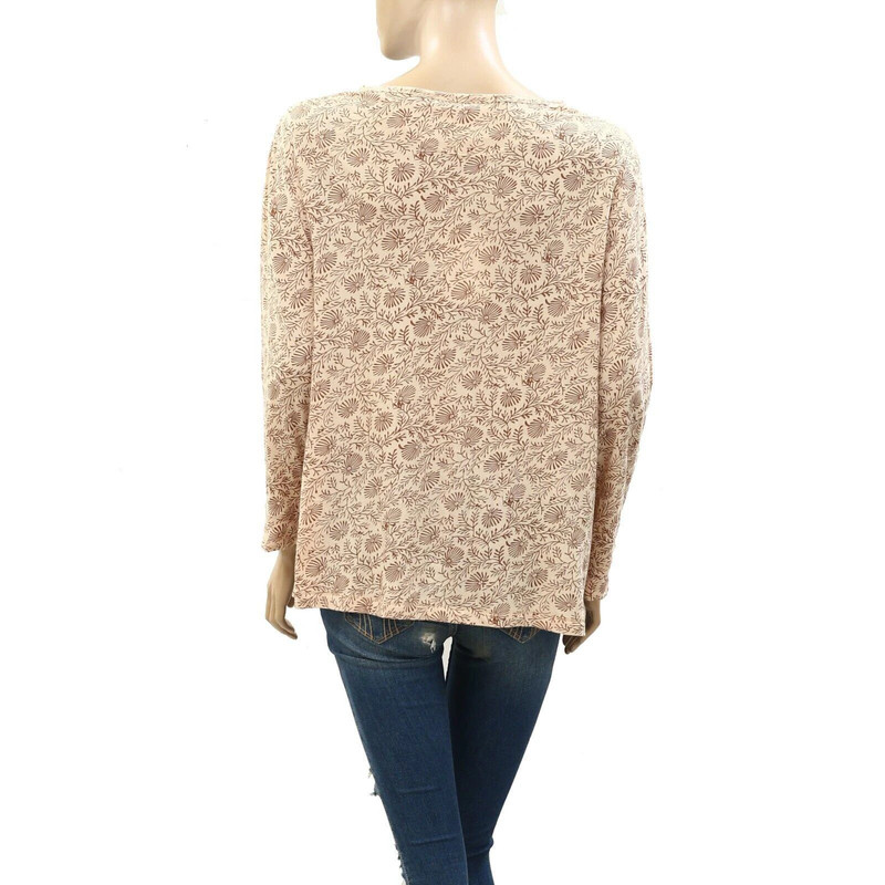 The Great The Sleep Henley Blouse Top Long Sleeve Cotton Print Resort S-1 266618 3