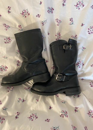 Sancho Boots - Black Leather Biker Boots, brand: Sancho, condition: Very good, size: 38, €65.00, €68.95 includes Buyer Protection