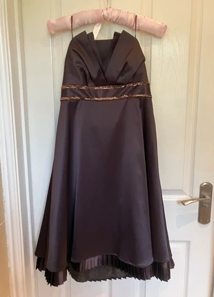 Chocolate satin strapless dress 14, brand: Next, condition: Very good, size: XL / UK 20-22, £5.00, £5.95 includes Buyer Protection