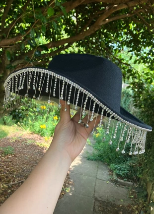 Black Western Festival Hat with Rhinestone Fringe, condition: New without tags, size: One size, £35.00, £37.45 includes Buyer Protection