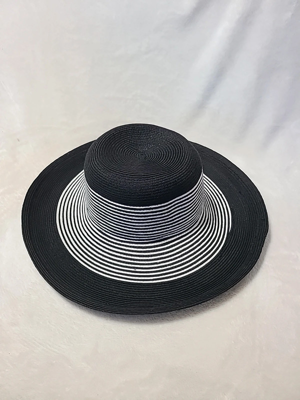 San Diego Hat Co. Women's Wide Brim Sun Hat Black White Stripe O/S 2