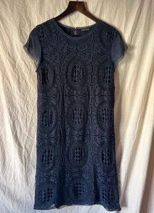 Robe marine manches courtes Coton & Soie de mûrier Massimo Duti 🇪🇸 dentelle 42/XL, brand: Massimo Dutti, condition: New without tags, size: XL / 42 / 14, €209.00, €220.15 includes Buyer Protection