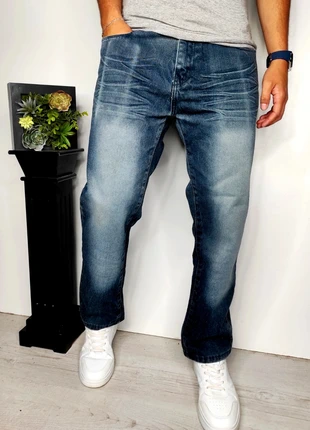 Jean droit large baggy bleu marine à rayures blanc harris&lewis T.44, marque: Harris & Lewis, état: Très bon état, taille: XL, 12,00 €, 13,30 € Protection acheteurs (Pro) incluse