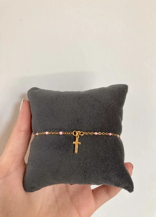 Bracelet en acier inoxydable rose avec croix izarra, marque: izarrabijoux, état: Neuf avec étiquette, 12,90 €, 14,25 € Protection acheteurs incluse