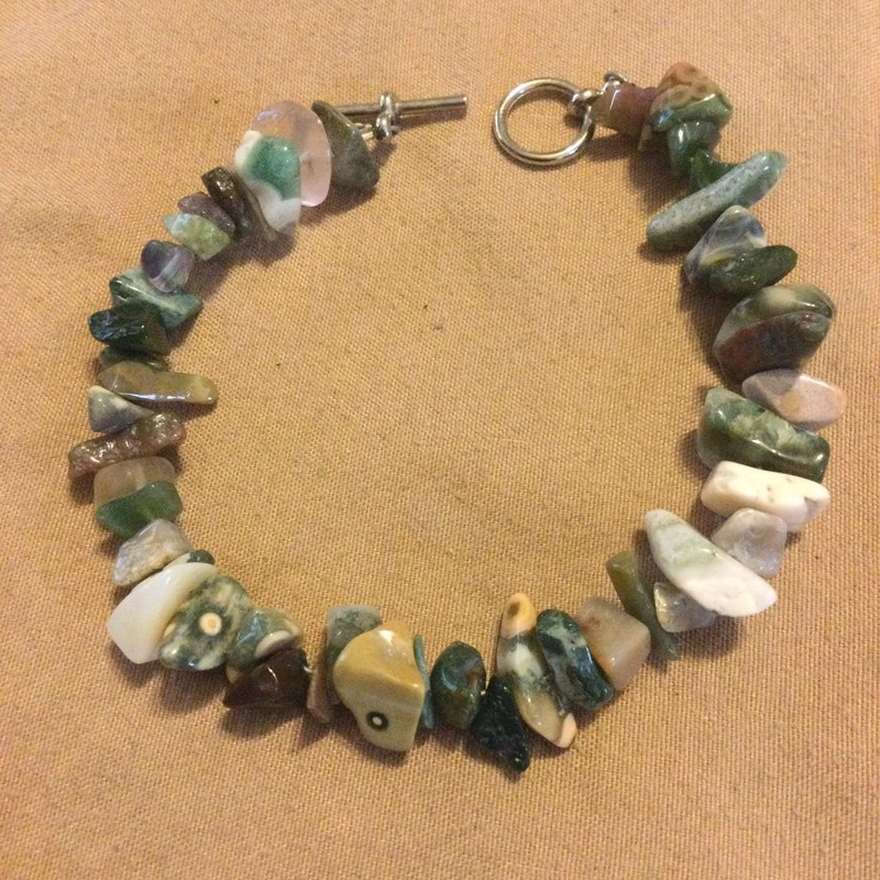 Moss agate chip bracelet