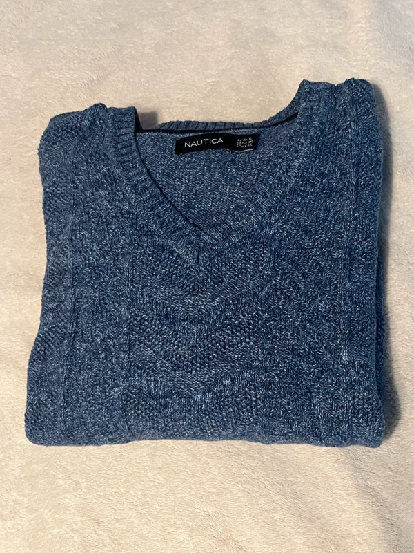 VNeck Chunky Navy Blue Sweater 1