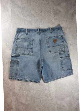 S75. Short en jean Carhartt Single Knee Carpenter - Bleu brut - W36/FR46, marke: Carhartt, zustand: Sehr gut, größe: W36 | DE 52, 34,10 €, 36,51 € beinhaltet Vinted-Käuferschutz Pro