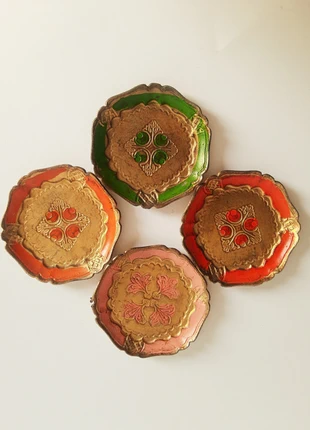 Set de 4 sous verres venitien florentin italie italy vintage ancien, marca: Vintage, estado: Muito bom, €20.00, €21.70 inclui Proteção do Comprador Pro