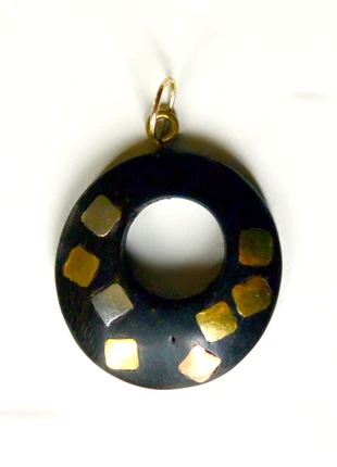 Pendentif artisanal corne rond 3 métaux 3cm vintage 80, brand: Fabrication Artisanale, condition: New without tags, €6.00, €7.00 includes Buyer Protection Pro