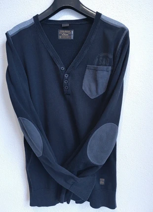 S.Oliver Strickpullover | Größe S | Dunkelblau mit Jeans- und Strickdetails | leichter Pulli, brand: s.Oliver, condizioni: Ottime, taglia: S, €19.00, €20.65 include la Protezione acquisti
