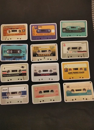 Retro Cassette Tape Stickers (12pcs) | Vintage 80s & 90s Mixtape Vinyl Decals, brand: Source Unknown, condition: New without tags, £2.29, £3.10 includes Buyer Protection