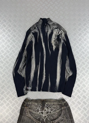 Y2k knitted sweater fitted 2000s fire graphic tribal style cyber punk Affliction style, marque: Tribal, état: Très bon état, taille: XL, 49,90 €, 53,10 € Protection acheteurs incluse