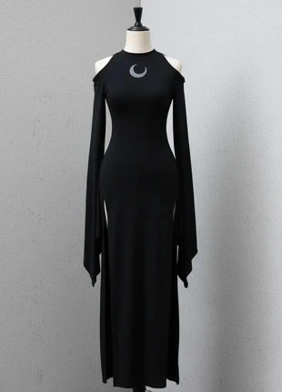 Robe Longue style Gothique Occulte / Witchy noire moulante avec col montant, marque: friperie, état: Très bon état, taille: M / 38 / 10, 44,90 €, 47,85 € Protection acheteurs incluse