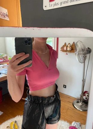 Top court col en V rose, marque: Zara, état: Très bon état, taille: S / 36 / 8, 7,00 €, 8,05 € Protection acheteurs incluse