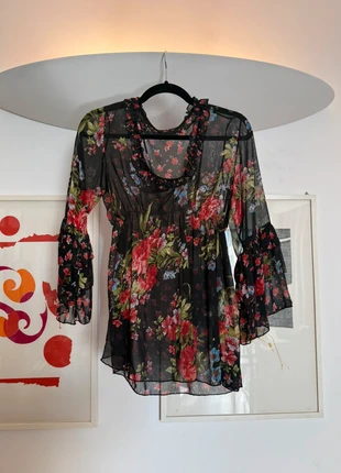 Blusa in chiffon nero a fiori – A.M.N. Collection – Tg S/M, marke: COQUETTE, zustand: Sehr gut, größe: M / 38 / 10, 20,00 €, 21,70 € inklusive Vinted-Käuferschutz