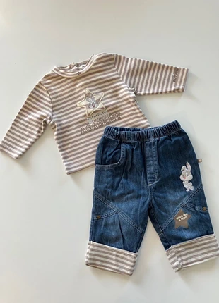 Ensemble Looney Tunes Bugs Bunny rayé et jean doublé coton, brand: Looney Tunes, condition: Very good, size: 6-9 months / 68 cm, €4.50, €5.43 includes Buyer Protection