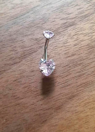 Piercing nombril argenté double cœur zircon – neuf, brand: Fantaisie, condition: New without tags, €5.49, €6.46 includes Buyer Protection