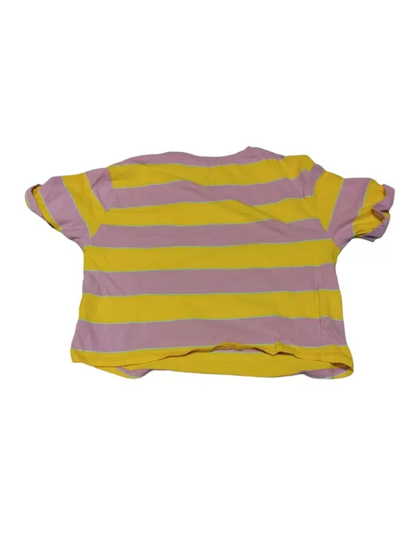 Cali Baby Short Sleeve T Shirt Ribbed Stripped T Shirt Crop Top Pink, Yellow Med 3