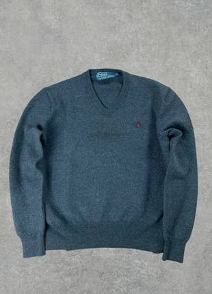 Pull col V Ralph Lauren gris en laine manches longues logo brodé taille XS, merk: Ralph Lauren, staat: Goed, maat: XS, € 13,50, € 14,88 inclusief Kopersbescherming Pro