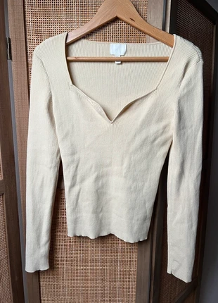 h&m cream ribbed top | size l | 💛 neckline, marque: H&M, état: Neuf sans étiquette, taille: L / 40 / 12, 9,00 €, 10,15 € Protection acheteurs incluse
