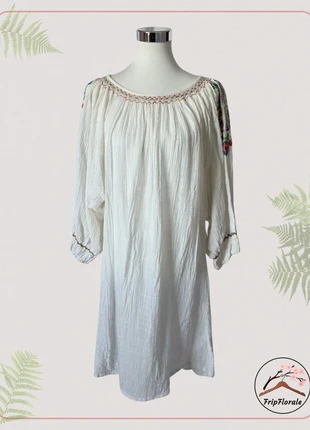 Robe bohème blanche brodée Antik Batik – Taille M/L, marca: Antik Batik, estado: Muito bom, tamanho: L / 40 / 12, €34.99, €37.44 inclui Proteção do Comprador Pro