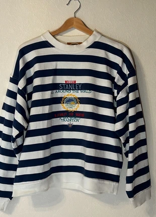 Sweat blanc et bleu rayé avec motif, brand: CM, condizioni: Ottime, taglia: M / IT 42 / EU 38, €10.00, €11.20 include la Protezione acquisti