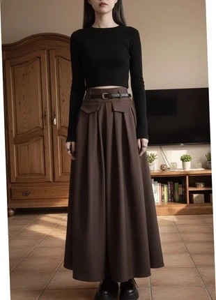 Jupe longue marron évasée avec ceinture et poches, style chic, état: Très bon état, taille: M / 38 / 10, 39,90 €, 42,60 € Protection acheteurs (Pro) incluse