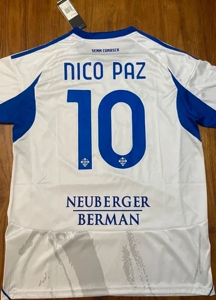 T Shirt Nico Paz Como Bianca 25/26, marke: Como, zustand: Neu, mit Etikett, größe: L, 29,99 €, 32,19 € inklusive Vinted-Käuferschutz